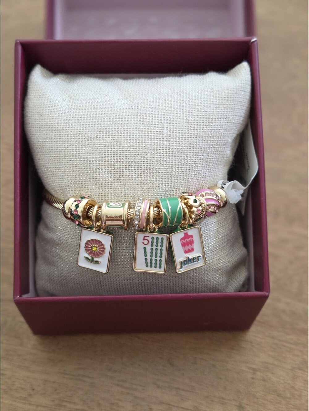 Piper K Mahjong Charm Bracelet Gold Tone Enamel Mahjong Tiles New in Box